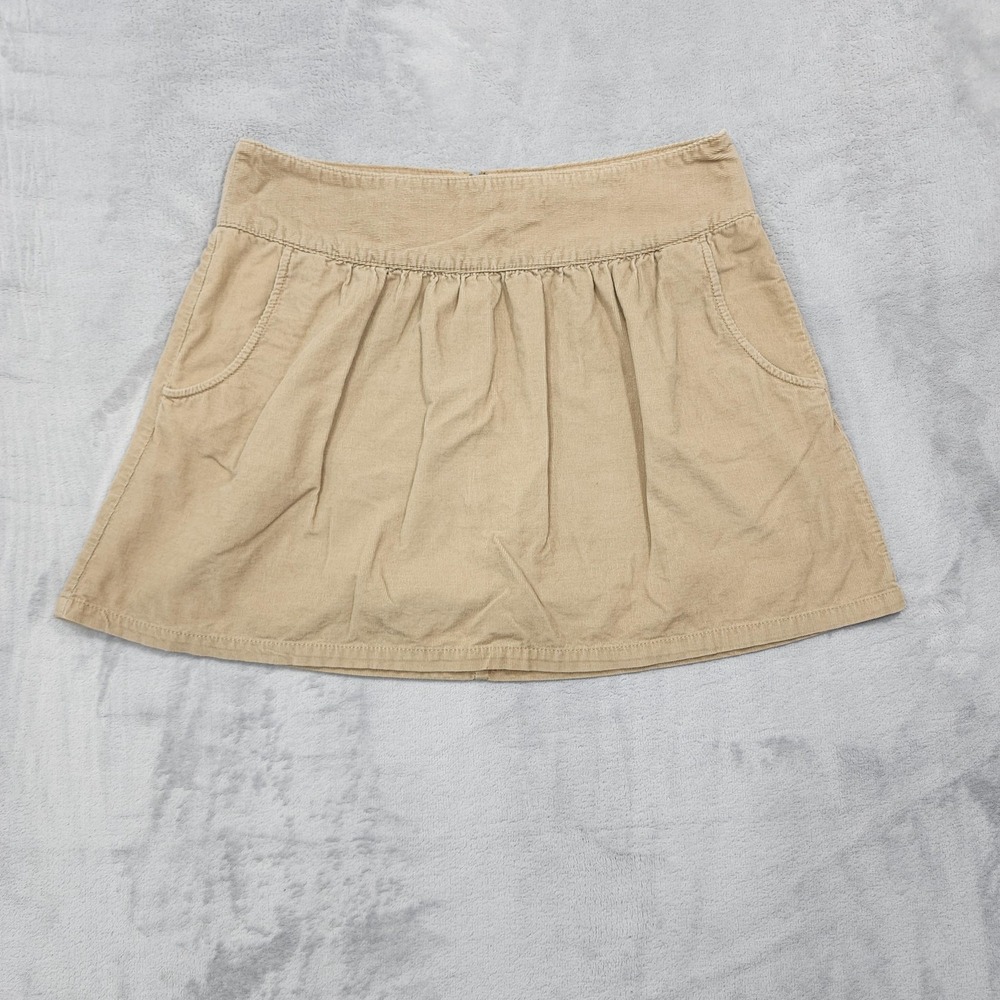 Old Navy Skirt Womens 6 Beige Corduroy A-Line Mini Pockets Fall Academia Preppy